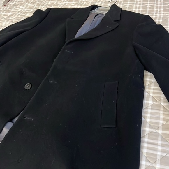 Calvin Klein Men's Wool-Blend Black Overcoat Size 44R - Picture 5 of 13